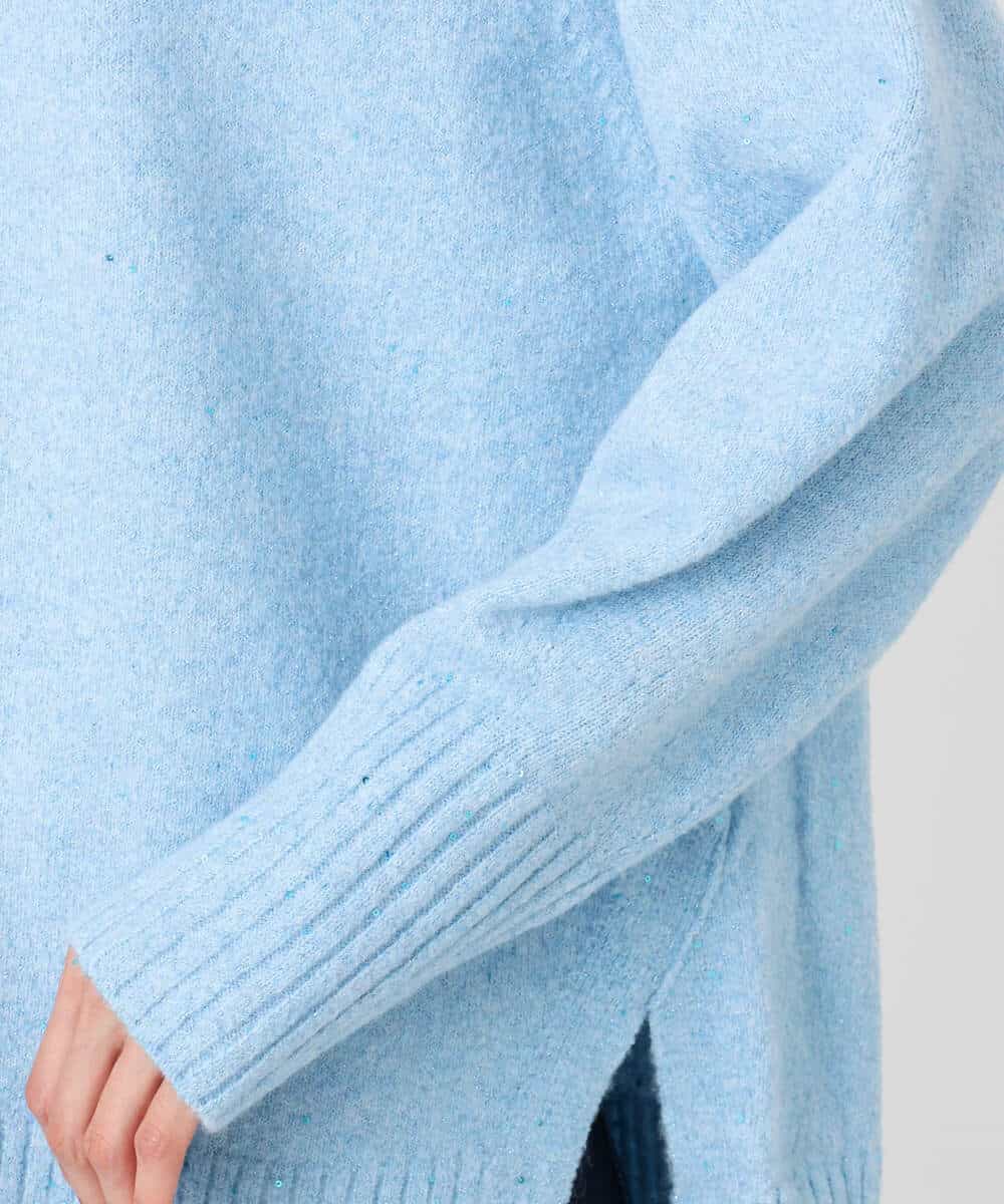 FKFDD65150 MK MICHEL KLEIN(MK ミッシェルクラン) ミニスパンコールキラキラニット/洗える ライトブルー