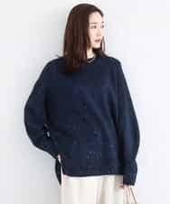 FKFDD65150 MK MICHEL KLEIN(MK ミッシェルクラン) ミニスパンコールキラキラニット/洗える ネイビー