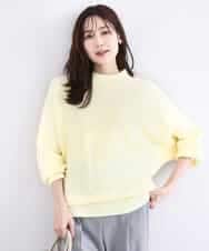 FKFDD66140 MK MICHEL KLEIN(MK ミッシェルクラン) シャドーボーダー調ドルマンニット/洗える ライトイエロー