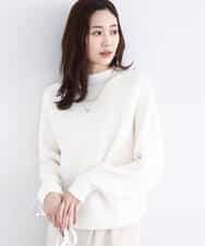 FKFDD66140 MK MICHEL KLEIN(MK ミッシェルクラン) シャドーボーダー調ドルマンニット/洗える ライトブルー