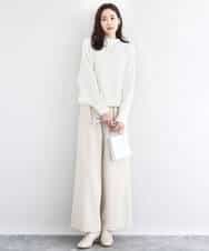 FKFDD66140 MK MICHEL KLEIN(MK ミッシェルクラン) シャドーボーダー調ドルマンニット/洗える ライトブルー