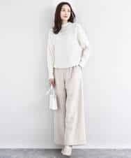 FKFDD66140 MK MICHEL KLEIN(MK ミッシェルクラン) シャドーボーダー調ドルマンニット/洗える ライトブルー