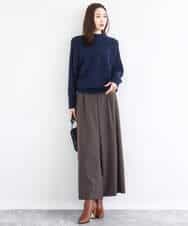 FKFDD66140 MK MICHEL KLEIN(MK ミッシェルクラン) シャドーボーダー調ドルマンニット/洗える ライトブルー