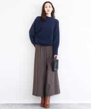 FKFDD66140 MK MICHEL KLEIN(MK ミッシェルクラン) シャドーボーダー調ドルマンニット/洗える ライトブルー