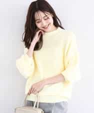 FKFDD66140 MK MICHEL KLEIN(MK ミッシェルクラン) シャドーボーダー調ドルマンニット/洗える ライトブルー