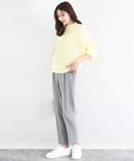 FKFDD66140 MK MICHEL KLEIN(MK ミッシェルクラン) シャドーボーダー調ドルマンニット/洗える ライトブルー