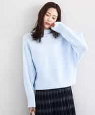 FKFDD66140 MK MICHEL KLEIN(MK ミッシェルクラン) シャドーボーダー調ドルマンニット/洗える ライトブルー