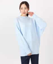 FKFDD66140 MK MICHEL KLEIN(MK ミッシェルクラン) シャドーボーダー調ドルマンニット/洗える ライトブルー