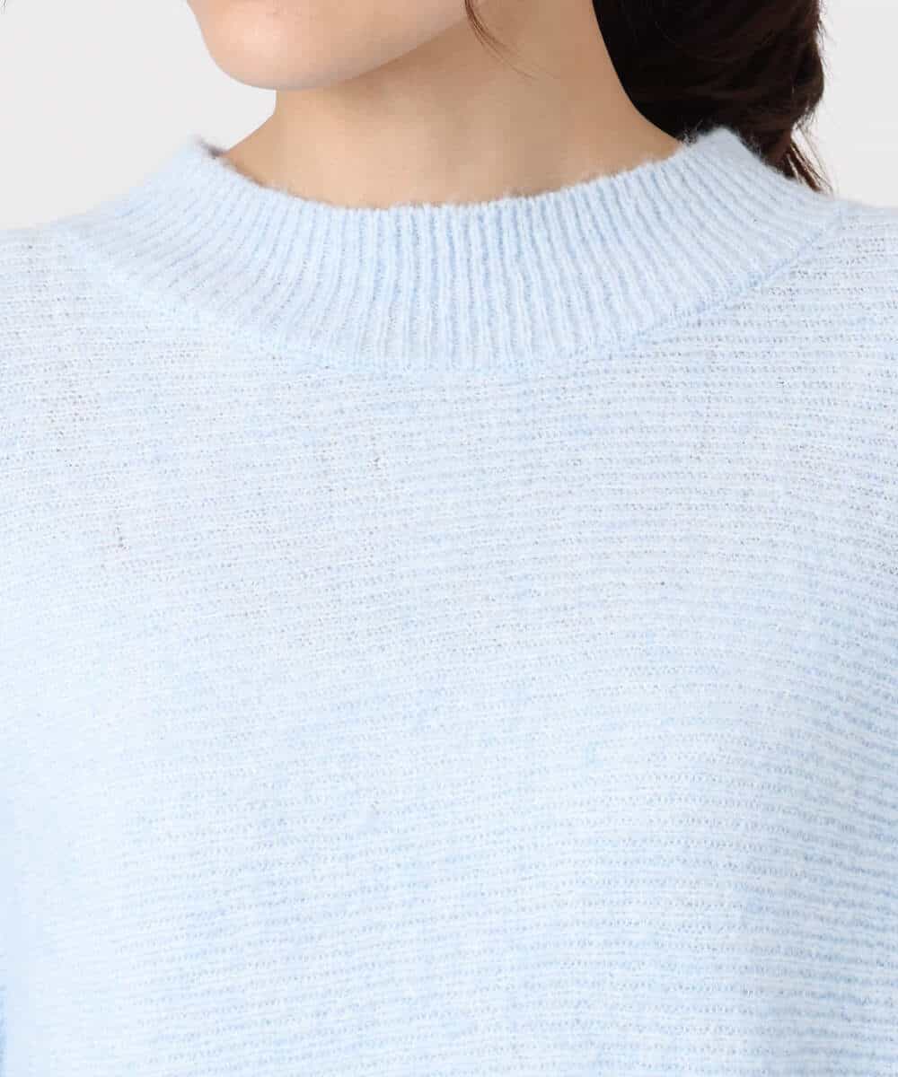 FKFDD66140 MK MICHEL KLEIN(MK ミッシェルクラン) シャドーボーダー調ドルマンニット/洗える ライトブルー