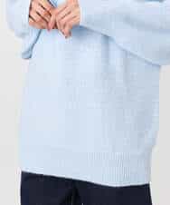 FKFDD66140 MK MICHEL KLEIN(MK ミッシェルクラン) シャドーボーダー調ドルマンニット/洗える ライトブルー