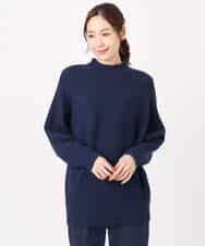 FKFDD66140 MK MICHEL KLEIN(MK ミッシェルクラン) シャドーボーダー調ドルマンニット/洗える ライトブルー