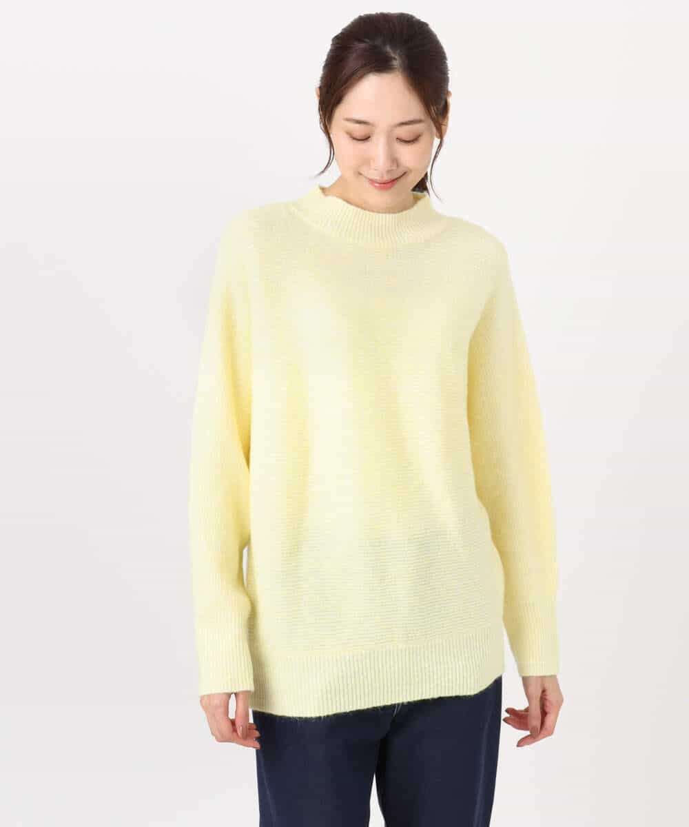 FKFDD66140 MK MICHEL KLEIN(MK ミッシェルクラン) シャドーボーダー調ドルマンニット/洗える ライトブルー