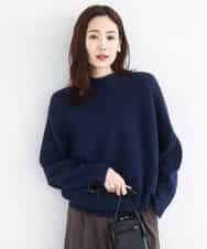 FKFDD66140 MK MICHEL KLEIN(MK ミッシェルクラン) シャドーボーダー調ドルマンニット/洗える ネイビー