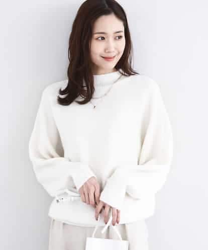 FKFDD66140 MK MICHEL KLEIN シャドーボーダー調ドルマンニット/洗える