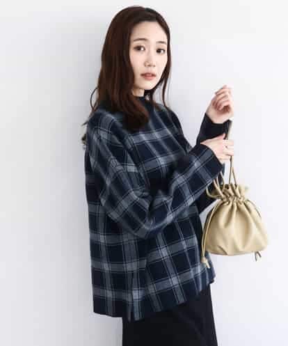 FKFDD67150 MK MICHEL KLEIN チェック柄ニットプルオーバー/洗える