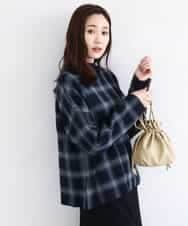 FKFDD67150 MK MICHEL KLEIN(MK ミッシェルクラン) チェック柄ニットプルオーバー/洗える ネイビー