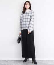 FKFDD67150 MK MICHEL KLEIN(MK ミッシェルクラン) チェック柄ニットプルオーバー/洗える ネイビー