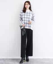 FKFDD67150 MK MICHEL KLEIN(MK ミッシェルクラン) チェック柄ニットプルオーバー/洗える ネイビー