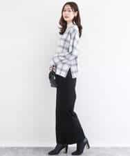 FKFDD67150 MK MICHEL KLEIN(MK ミッシェルクラン) チェック柄ニットプルオーバー/洗える ネイビー