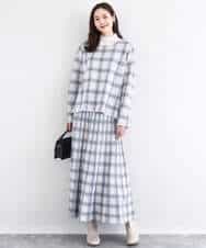 FKFDD67150 MK MICHEL KLEIN(MK ミッシェルクラン) チェック柄ニットプルオーバー/洗える ネイビー