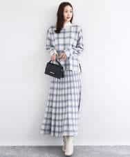 FKFDD67150 MK MICHEL KLEIN(MK ミッシェルクラン) チェック柄ニットプルオーバー/洗える ネイビー