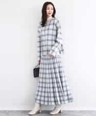 FKFDD67150 MK MICHEL KLEIN(MK ミッシェルクラン) チェック柄ニットプルオーバー/洗える ネイビー