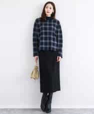 FKFDD67150 MK MICHEL KLEIN(MK ミッシェルクラン) チェック柄ニットプルオーバー/洗える ネイビー