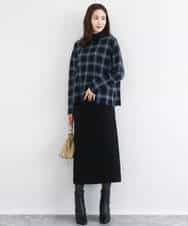 FKFDD67150 MK MICHEL KLEIN(MK ミッシェルクラン) チェック柄ニットプルオーバー/洗える ネイビー