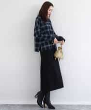 FKFDD67150 MK MICHEL KLEIN(MK ミッシェルクラン) チェック柄ニットプルオーバー/洗える ネイビー