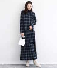 FKFDD67150 MK MICHEL KLEIN(MK ミッシェルクラン) チェック柄ニットプルオーバー/洗える ネイビー