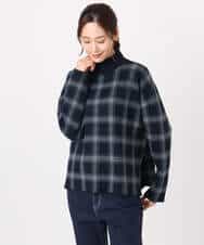 FKFDD67150 MK MICHEL KLEIN(MK ミッシェルクラン) チェック柄ニットプルオーバー/洗える ネイビー