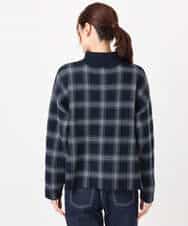 FKFDD67150 MK MICHEL KLEIN(MK ミッシェルクラン) チェック柄ニットプルオーバー/洗える ネイビー