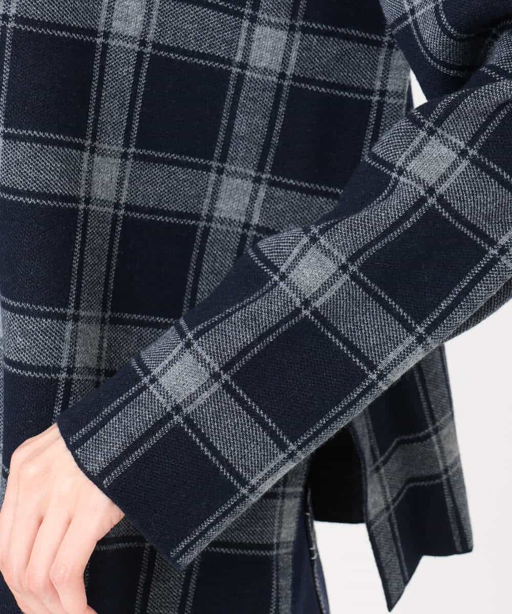 FKFDD67150 MK MICHEL KLEIN(MK ミッシェルクラン) チェック柄ニットプルオーバー/洗える ネイビー