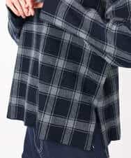 FKFDD67150 MK MICHEL KLEIN(MK ミッシェルクラン) チェック柄ニットプルオーバー/洗える ネイビー