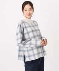 FKFDD67150 MK MICHEL KLEIN(MK ミッシェルクラン) チェック柄ニットプルオーバー/洗える ネイビー