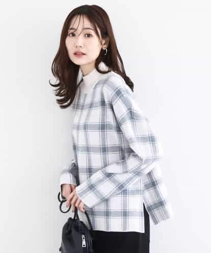 FKFDD67150 MK MICHEL KLEIN チェック柄ニットプルオーバー/洗える