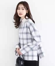 FKFDD67150 MK MICHEL KLEIN(MK ミッシェルクラン) チェック柄ニットプルオーバー/洗える ベージュ