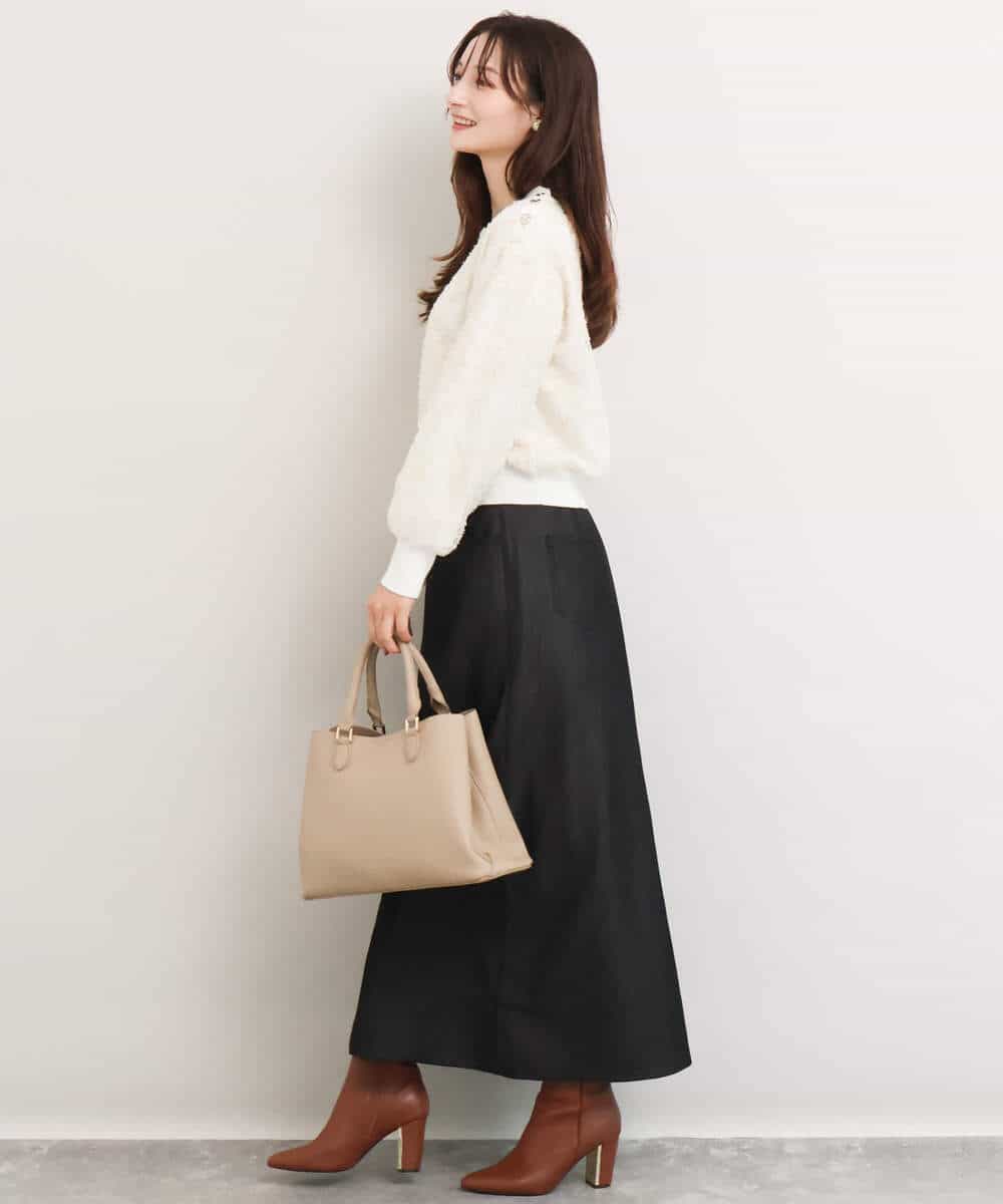 FKFDG61160 MK MICHEL KLEIN(MK ミッシェルクラン) [洗える]レースチュールデザインコットンニット ブラック
