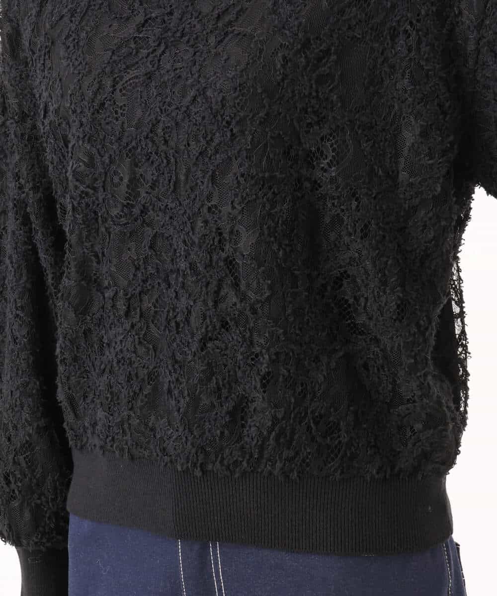FKFDG61160 MK MICHEL KLEIN(MK ミッシェルクラン) [洗える]レースチュールデザインコットンニット ブラック