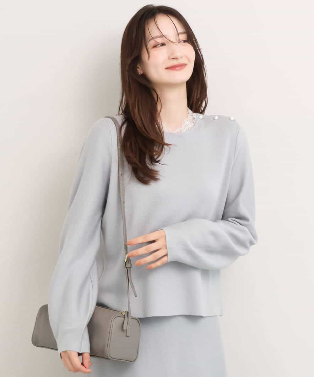 FKFDG65160 MK MICHEL KLEIN(MK ミッシェルクラン) [洗える]スムース編みパフスリーブニット ネイビー