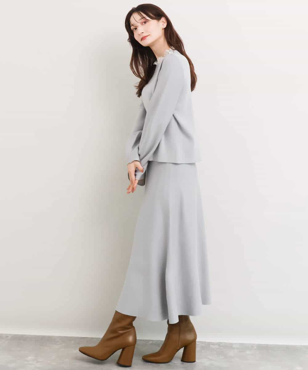 FKFDG65160 MK MICHEL KLEIN(MK ミッシェルクラン) [洗える]スムース編みパフスリーブニット ネイビー