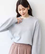 FKFDG65160 MK MICHEL KLEIN(MK ミッシェルクラン) [洗える]スムース編みパフスリーブニット ネイビー