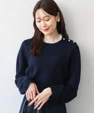 FKFDG65160 MK MICHEL KLEIN(MK ミッシェルクラン) [洗える]スムース編みパフスリーブニット ネイビー