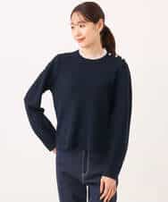 FKFDG65160 MK MICHEL KLEIN(MK ミッシェルクラン) [洗える]スムース編みパフスリーブニット ネイビー