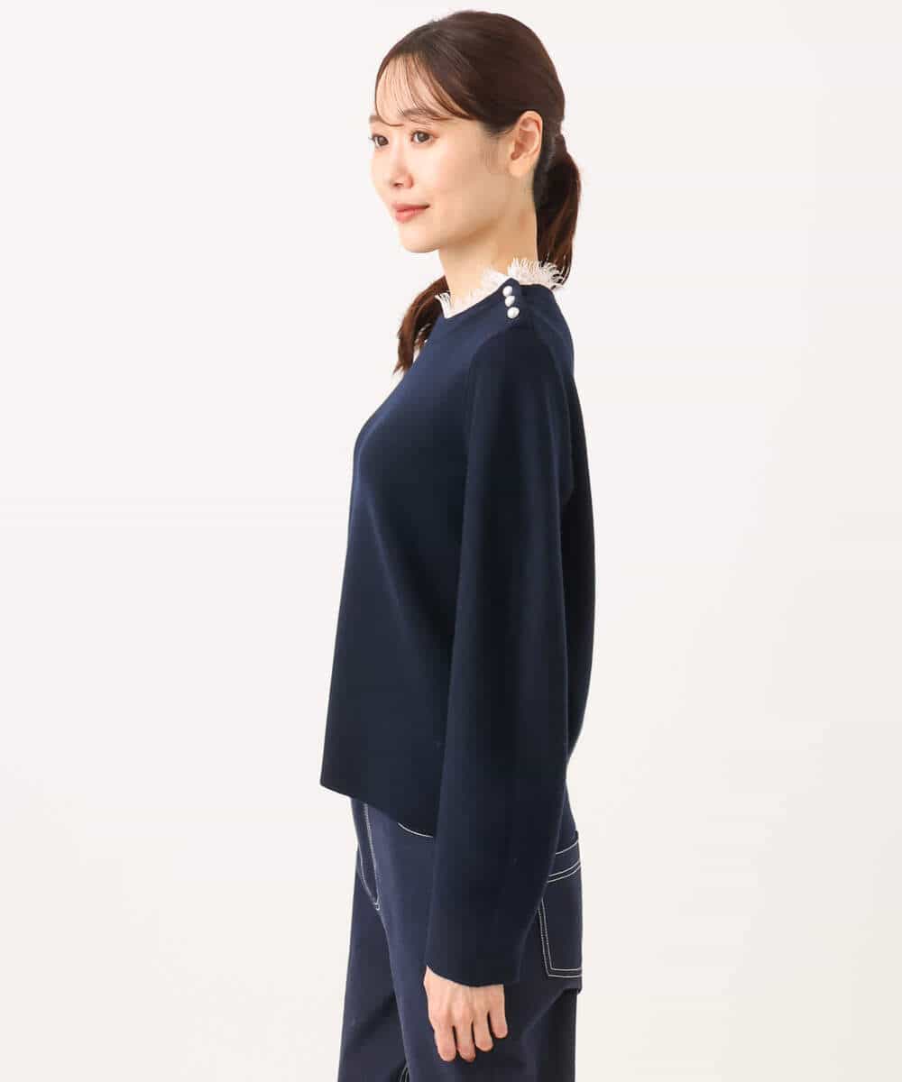 FKFDG65160 MK MICHEL KLEIN(MK ミッシェルクラン) [洗える]スムース編みパフスリーブニット ネイビー