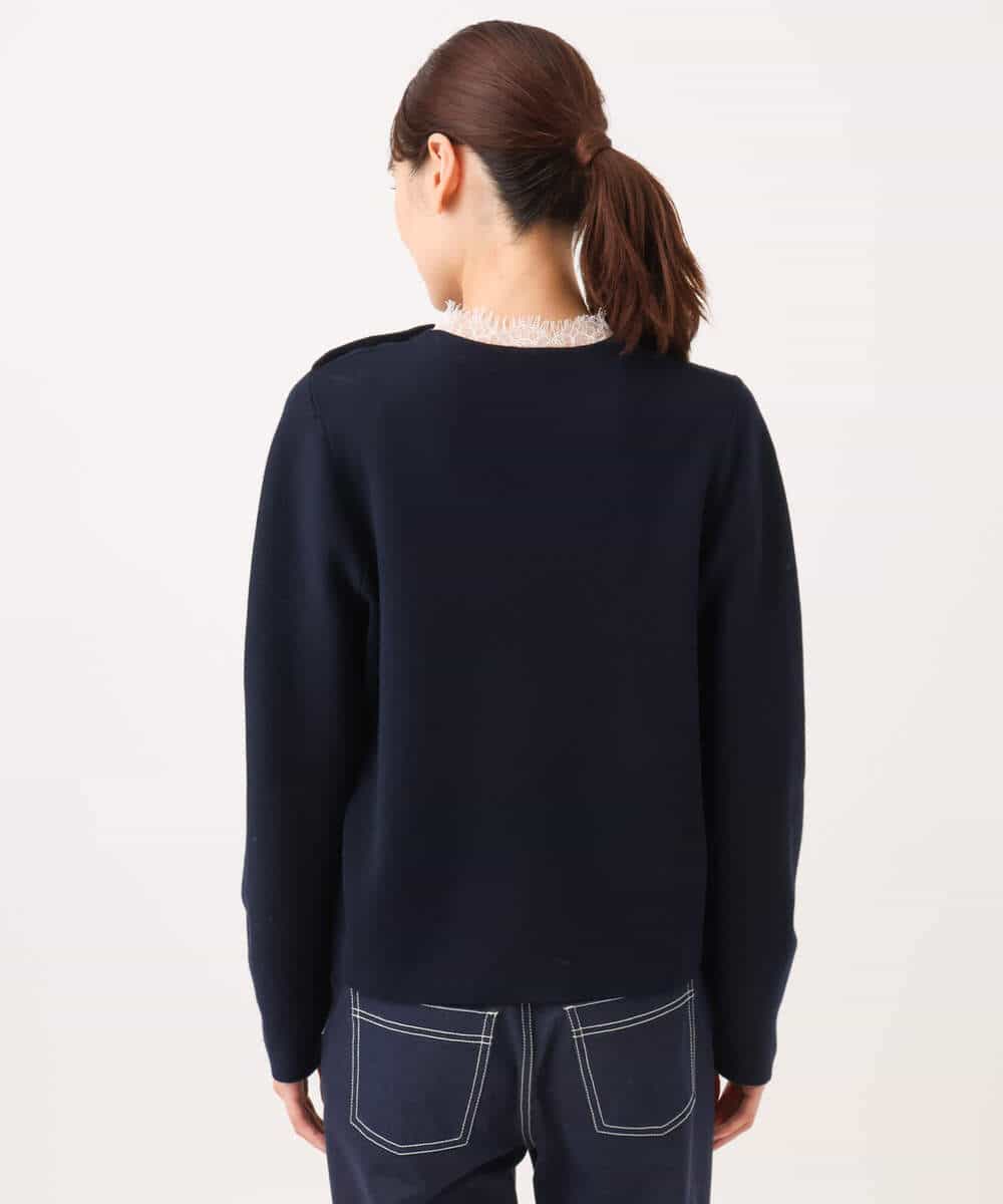 FKFDG65160 MK MICHEL KLEIN(MK ミッシェルクラン) [洗える]スムース編みパフスリーブニット ネイビー