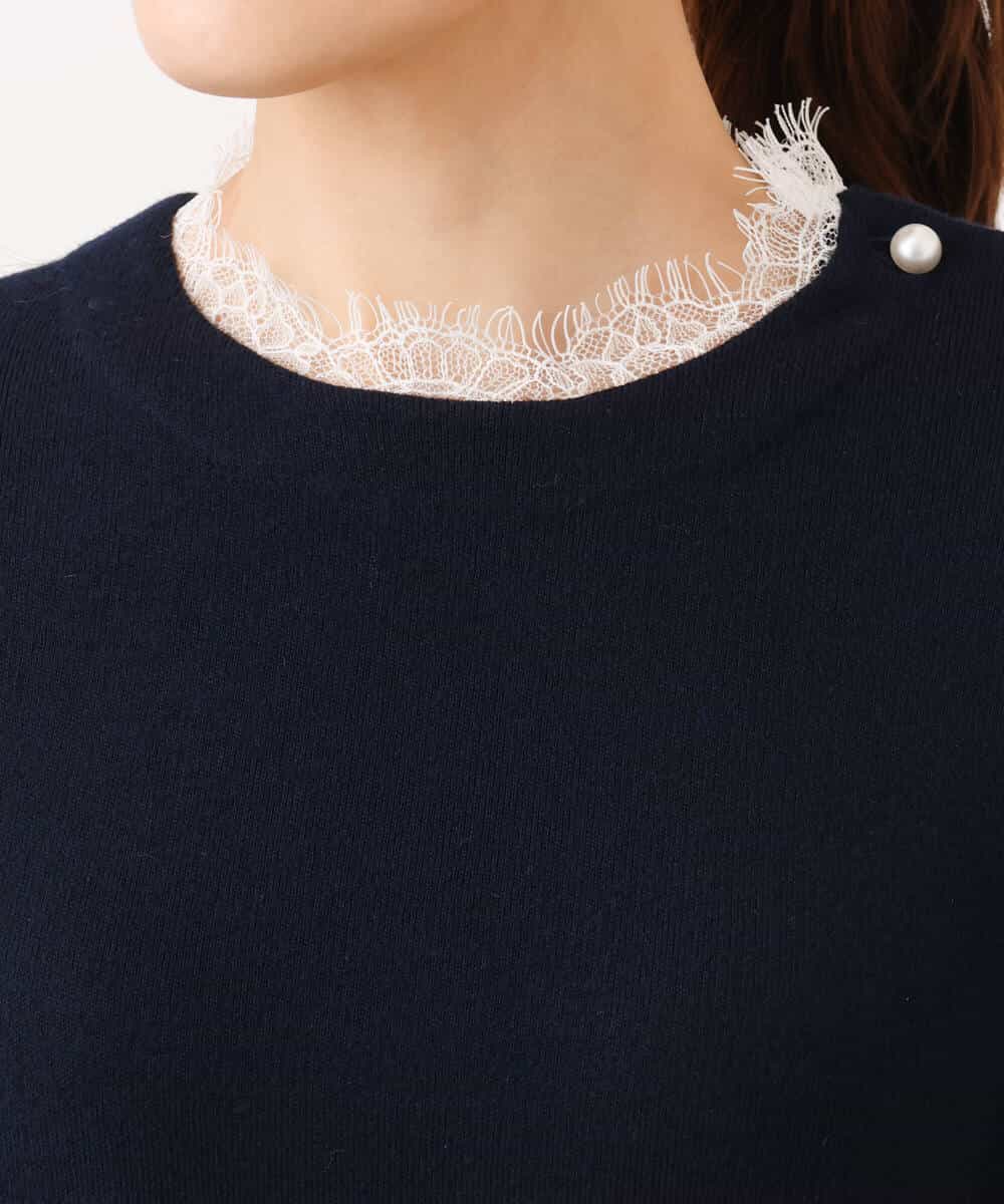 FKFDG65160 MK MICHEL KLEIN(MK ミッシェルクラン) [洗える]スムース編みパフスリーブニット ネイビー