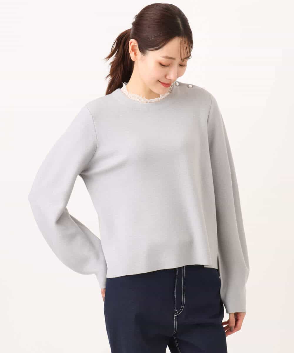 FKFDG65160 MK MICHEL KLEIN(MK ミッシェルクラン) [洗える]スムース編みパフスリーブニット ネイビー