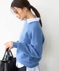 FKFDG67150 MK MICHEL KLEIN(MK ミッシェルクラン) [洗える]片畦編みラグランスリーブニット ブルー