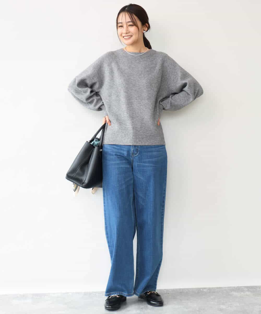 FKFDG67150 MK MICHEL KLEIN(MK ミッシェルクラン) [洗える]片畦編みラグランスリーブニット アイボリー